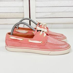 Sperry Top Sider Sequin Deck Shoes Coral Orange Womens 9